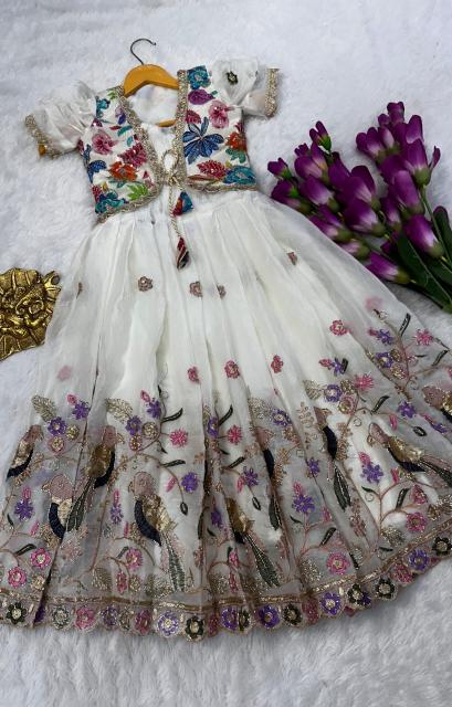 kids koti gown silk white Bulk children clothing